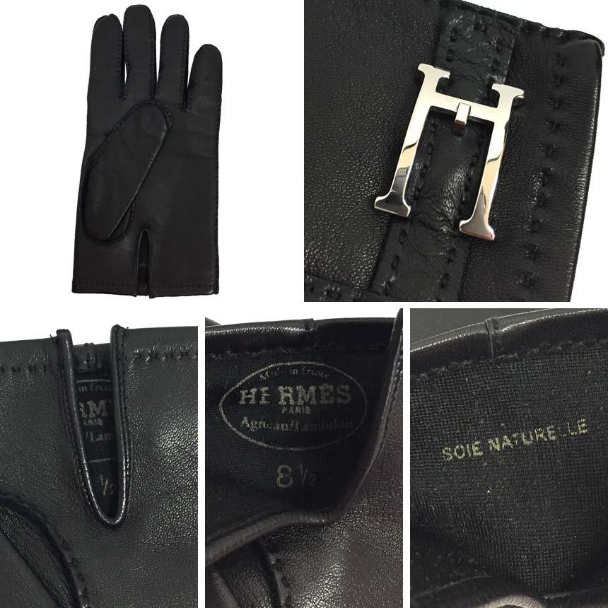 HERMES エルメス メンズ レザー グローブ 手袋 サイズ8 1/2 HERMES エルメス メンズ レザー グローブ 手袋 サイズ8 1/2