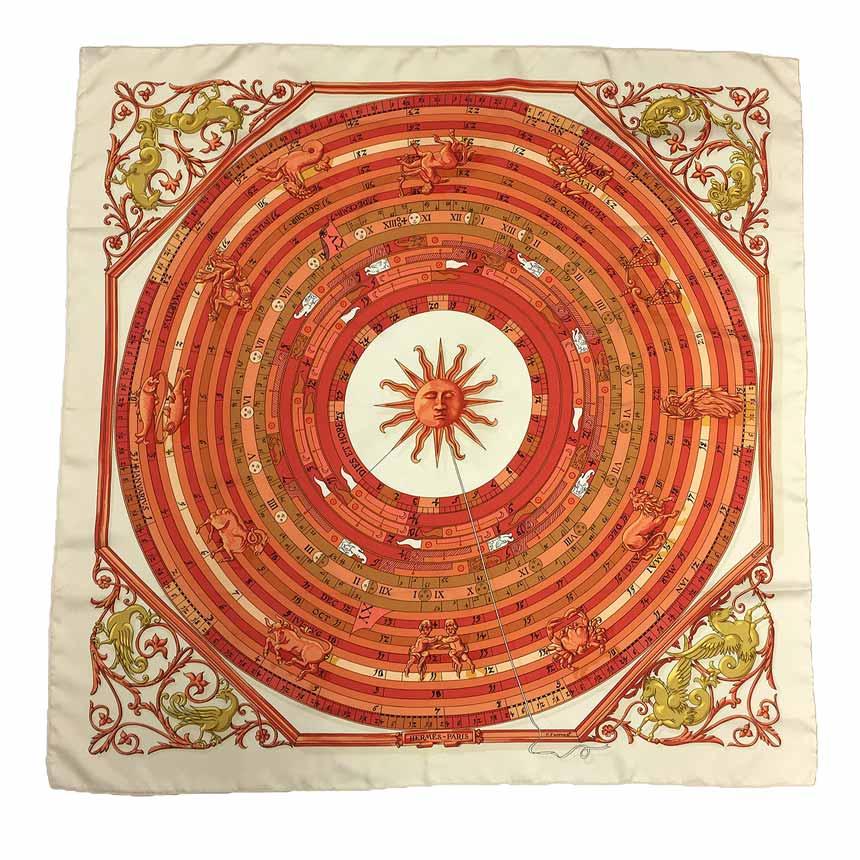 HERMES エルメス カレ90 DIES ET HORE 占星術 星座柄 スカーフ 