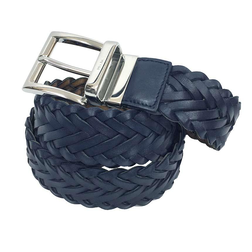 PRADA プラダ メッシュレザー ベルト サイズ95/38 ネイビー aq7083 