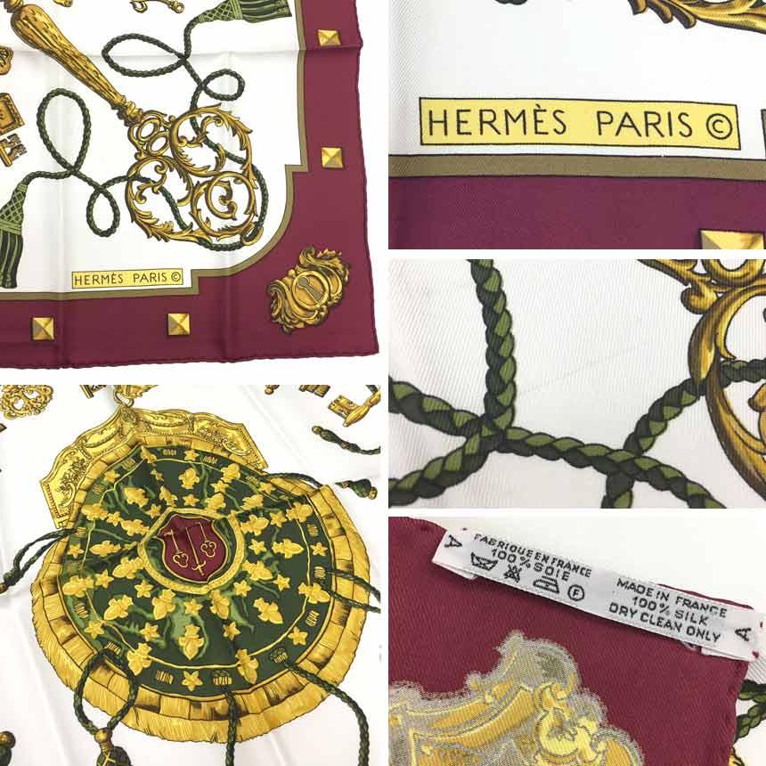 HERMES エルメス カレ90 スカーフ LES CLES 鍵柄 aq7219-