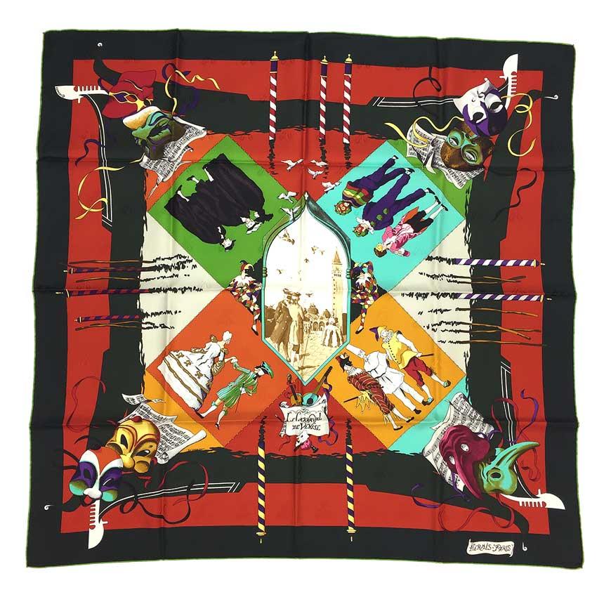 HERMES セール エルメス スカーフ カレ90 LE CARNAVAL DE VENISE  