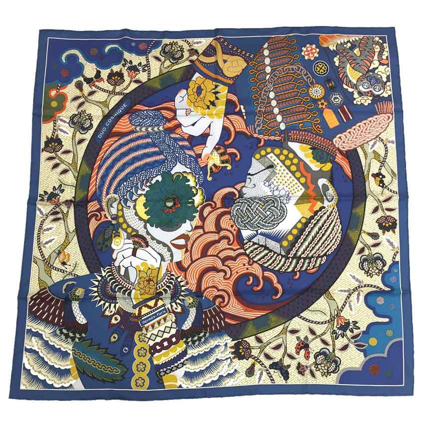 HERMES セール エルメス スカーフ カレ90 DUO COSMIQUE デュオ 
