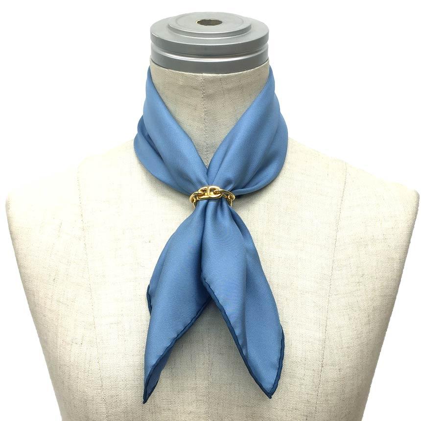 エルメス シルク スカーフ ポケットチーフ ブルー aq7516-