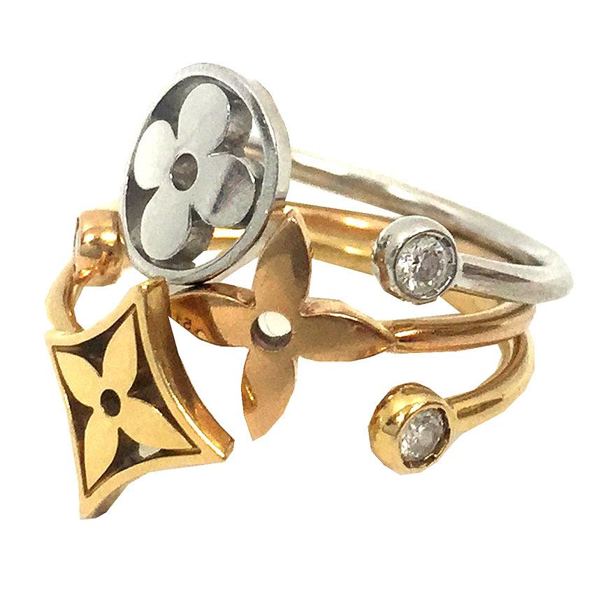 ルイ ヴィトン ダイヤ 1P リング モノグラム イディール 16号 K18YG