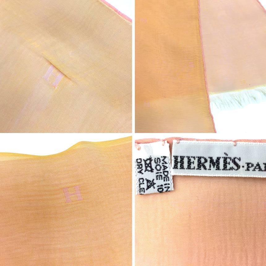 HERMES エルメス ストール ショール スカーフ シルク バイカラー Hロゴ レディース ピンク オレンジ 服飾小物 aq7649｜aquankyoya｜04