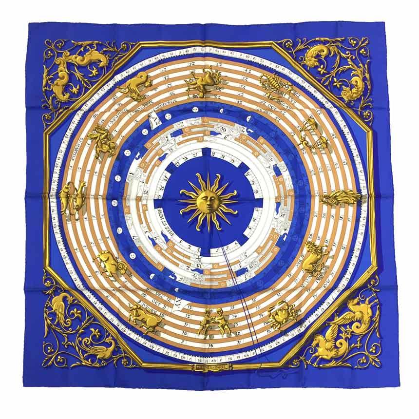 HERMES セール エルメス カレ90 DIES ET HORE 占星術 星座柄 HERMES セール エルメス カレ90 DIES ET HORE 占星術 星座柄