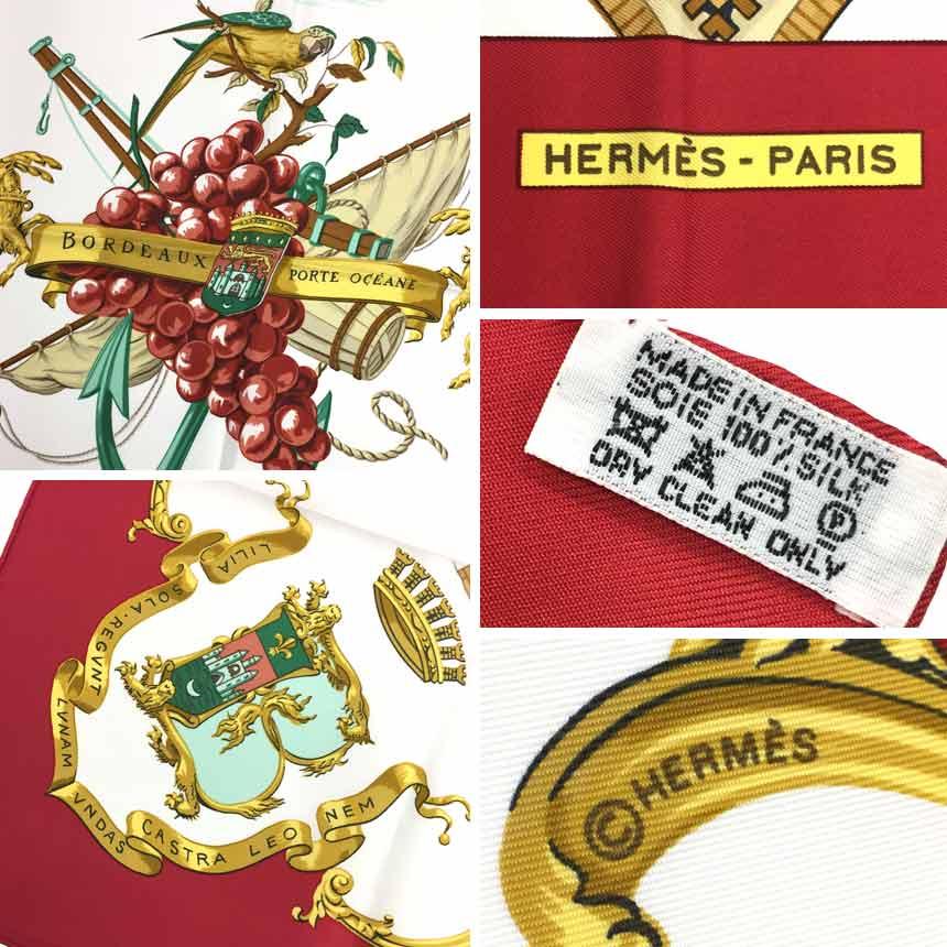 HERMES エルメス カレ90 スカーフ BORDEAUX PORTE OCEANE HERMES エルメス カレ90 スカーフ BORDEAUX PORTE OCEANE