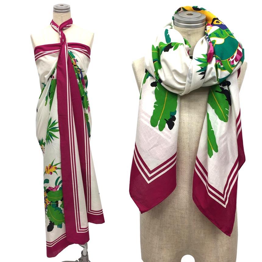 セール GUCCI グッチ コットン ストール パレオ 鳥 ショール ソファー 