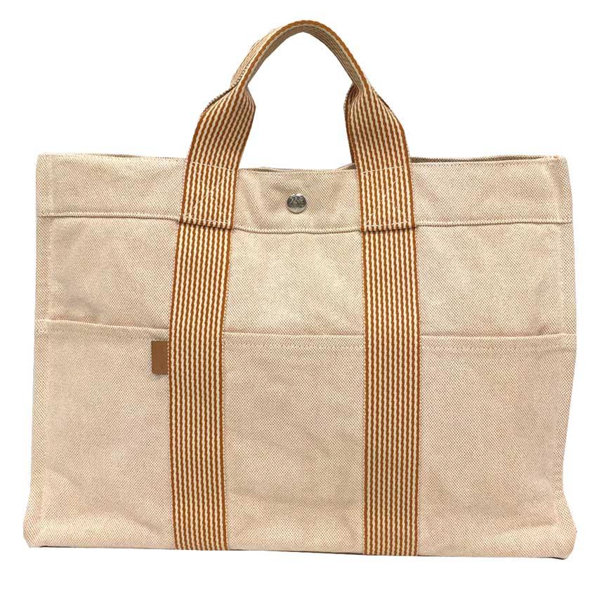 HERMES セール エルメス ニューフールトゥMM トートバッグ キャンバス 