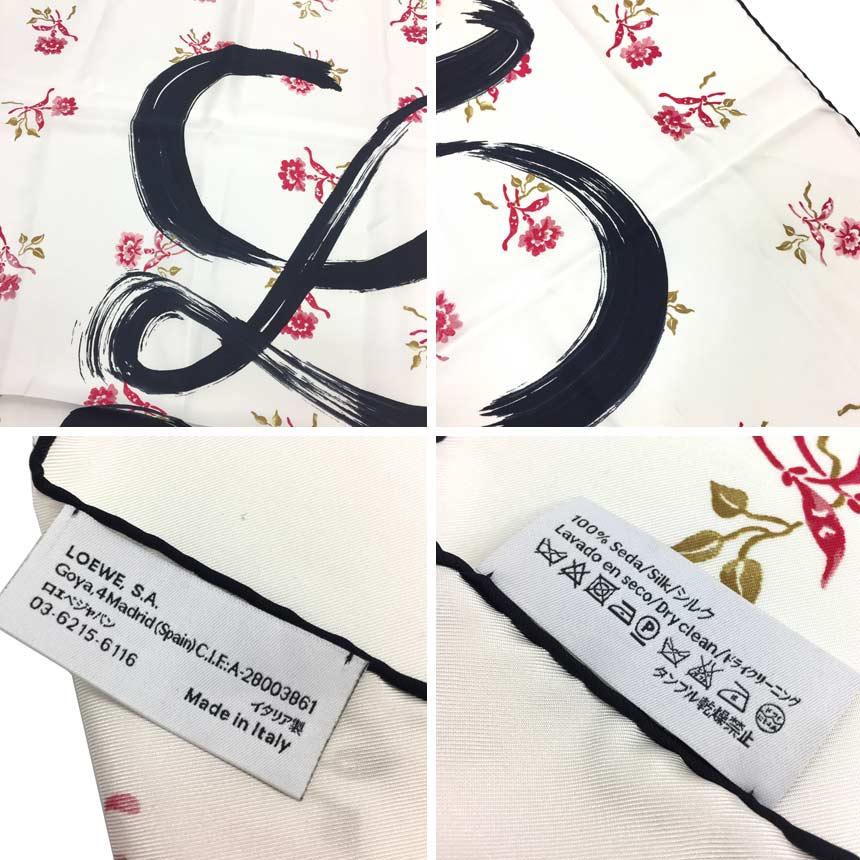 LOEWE ロエベ スカーフ シルク フラワー アナグラム aq8447 LOEWE ロエベ スカーフ シルク フラワー アナグラム aq8447