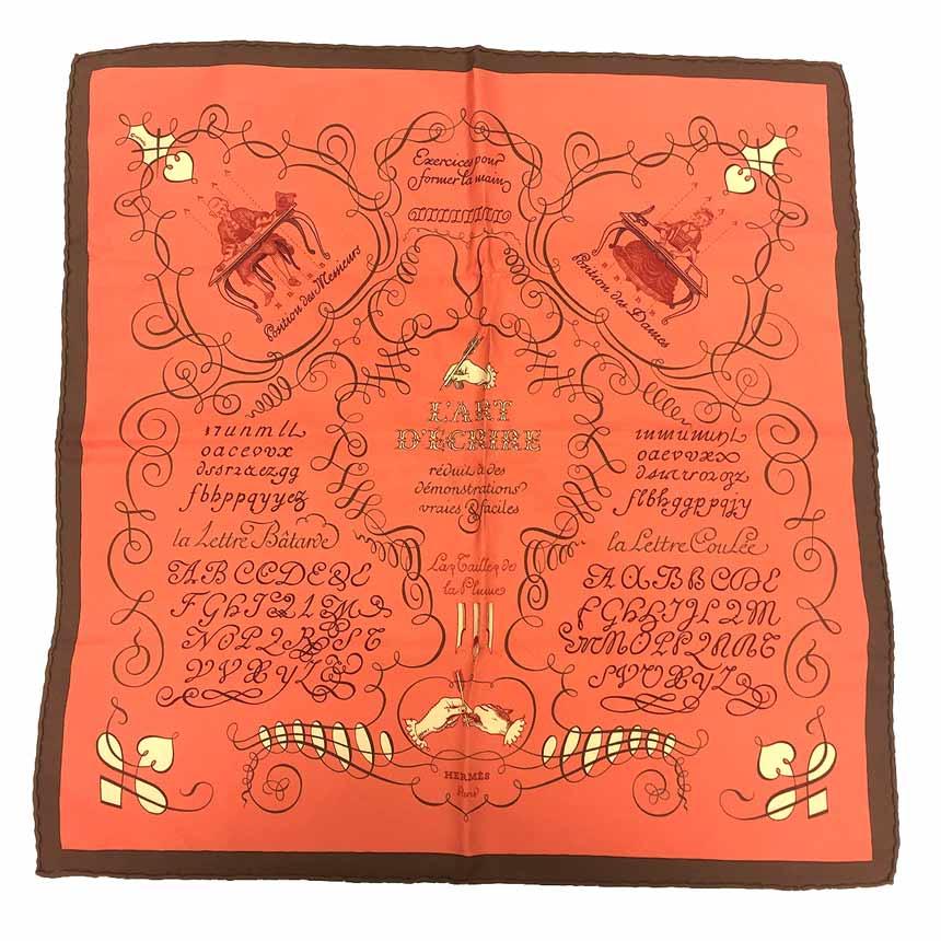 HERMES エルメス スカーフ カレ45 L'ART D'ECRIRE 書の芸術 HERMES エルメス スカーフ カレ45 L'ART D'ECRIRE 書の芸術