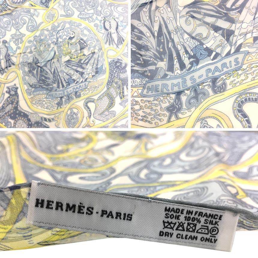 HERMES エルメス スカーフ シルクシフォン ロングスカーフ La 