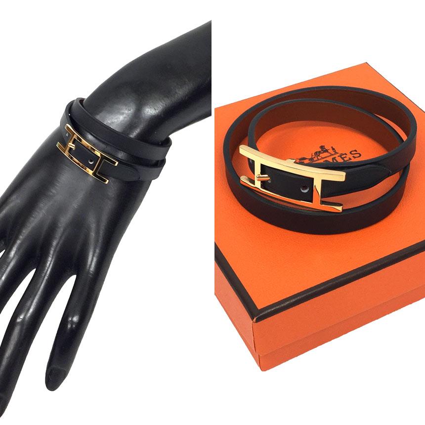 HERMES エルメス レザー ブレスレット ビーアピ ドゥブルトゥール T2 