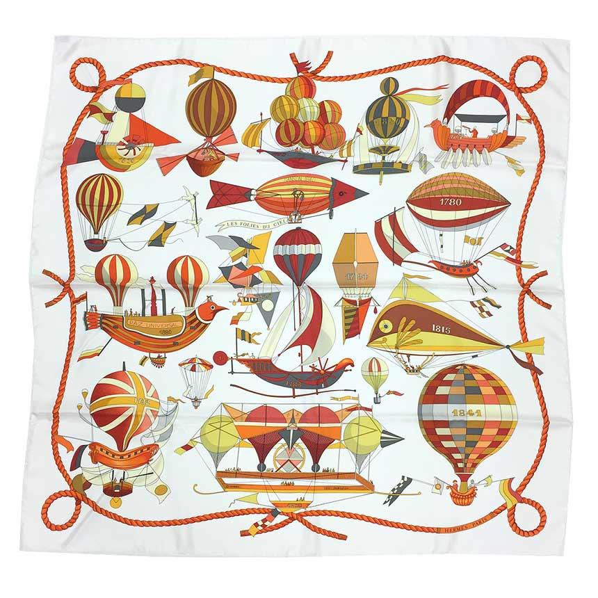 美品】HERMES エルメス カレ90 シルク スカーフ 大空の狂気