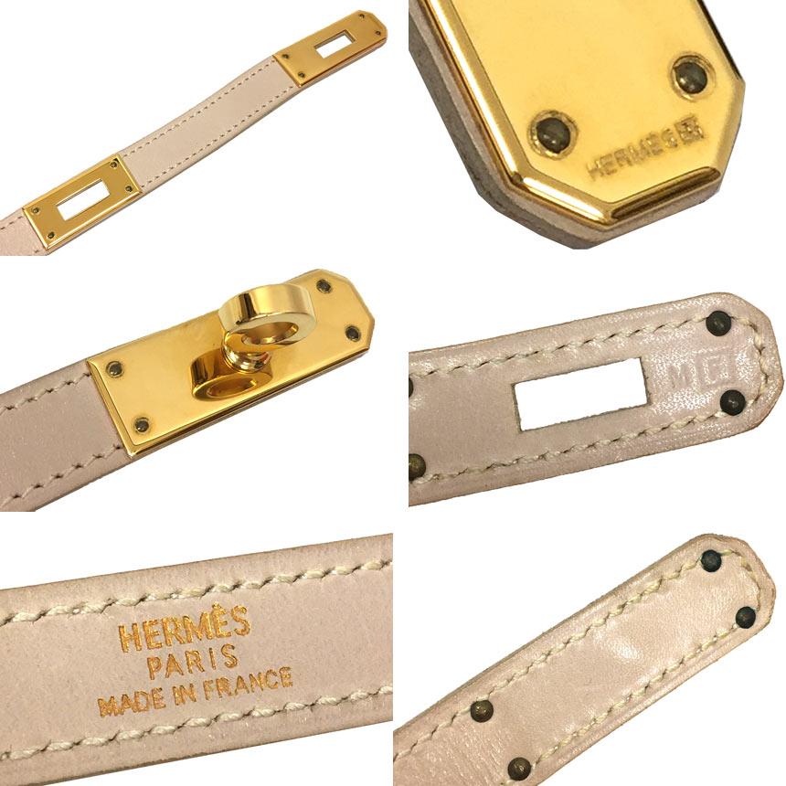 HERMES エルメス レザーブレスレット ケリードゥブルトゥール ベージュ 