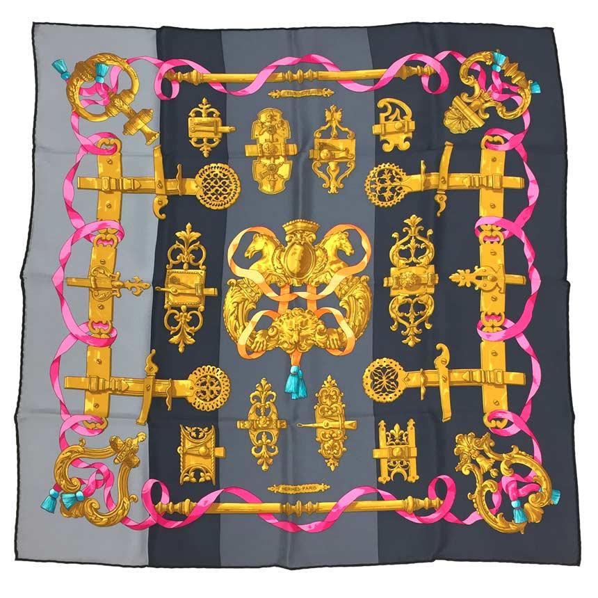 HERMES セール エルメス スカーフ カレ70 FERRONNERIE 鉄細工 シルク  