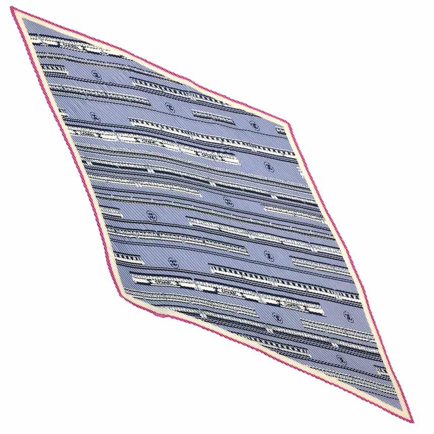 CHANEL レア物 シャネル プリーツ スカーフ トレイン 電車柄 シルク  