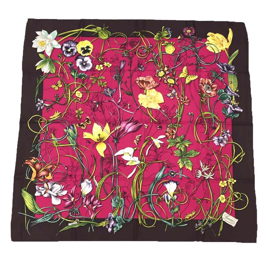 GUCCI グッチ スカーフ フラワー 花柄 シルク フローラプリント 