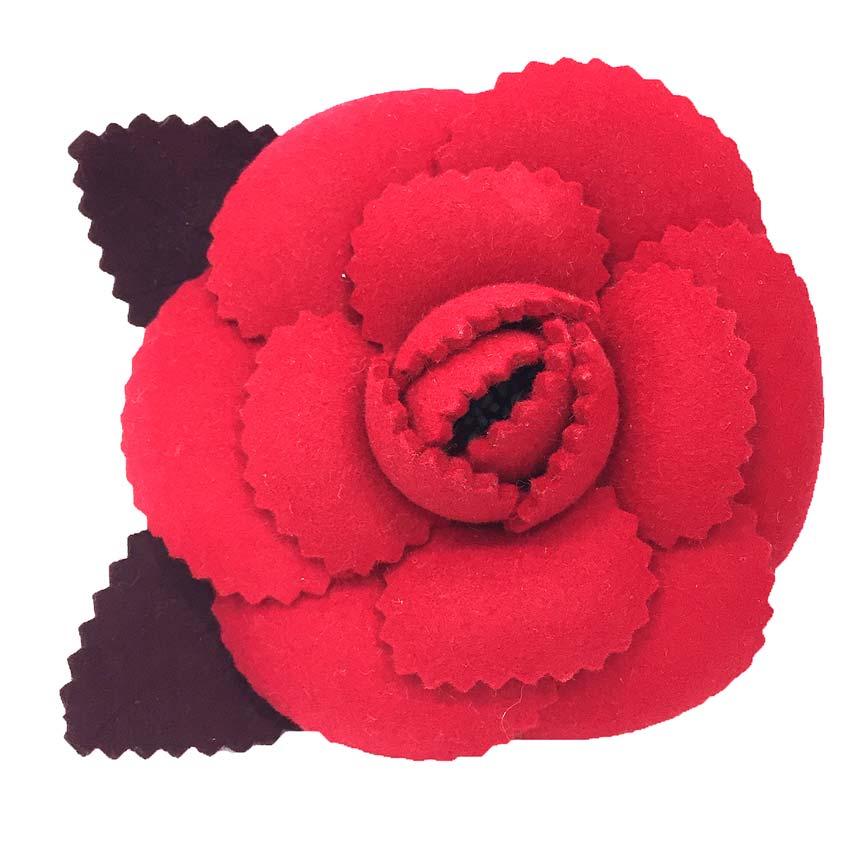 シャネル CHANEL カメリア コサージュ ブローチ 花 赤 レッド フェルト 