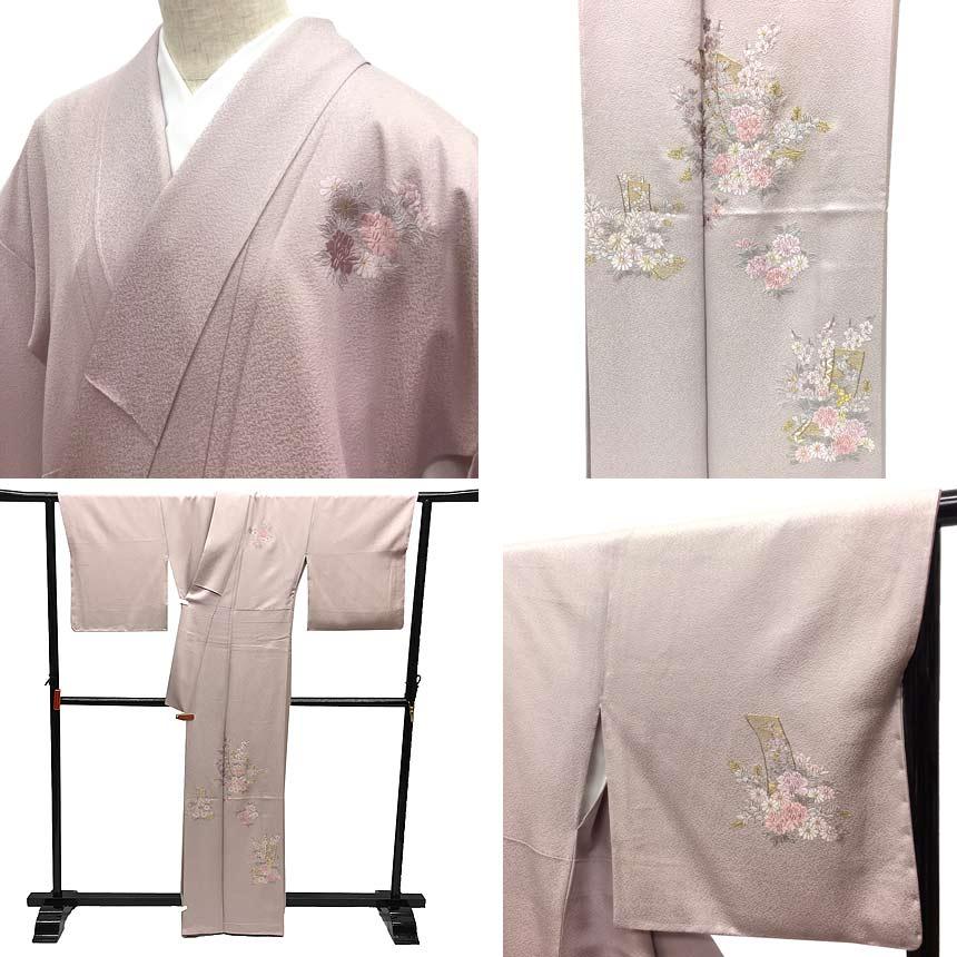 新品 正絹 夏 訪問着 刺繍 蘇州 相良 変わり織 宝尽くし 藤グレー 未仕立品 新品 正絹 夏 訪問着 刺繍 蘇州 相良 変わり織 宝尽くし 藤