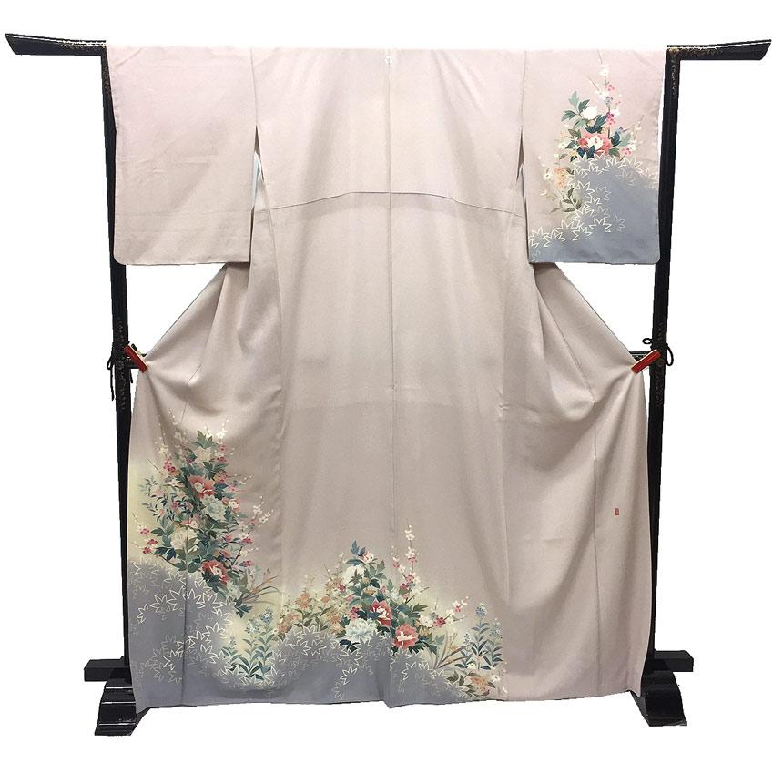 セール 京やB058 正絹 訪問着 付下げ 附下 牡丹 梅 紅葉 菊 四季