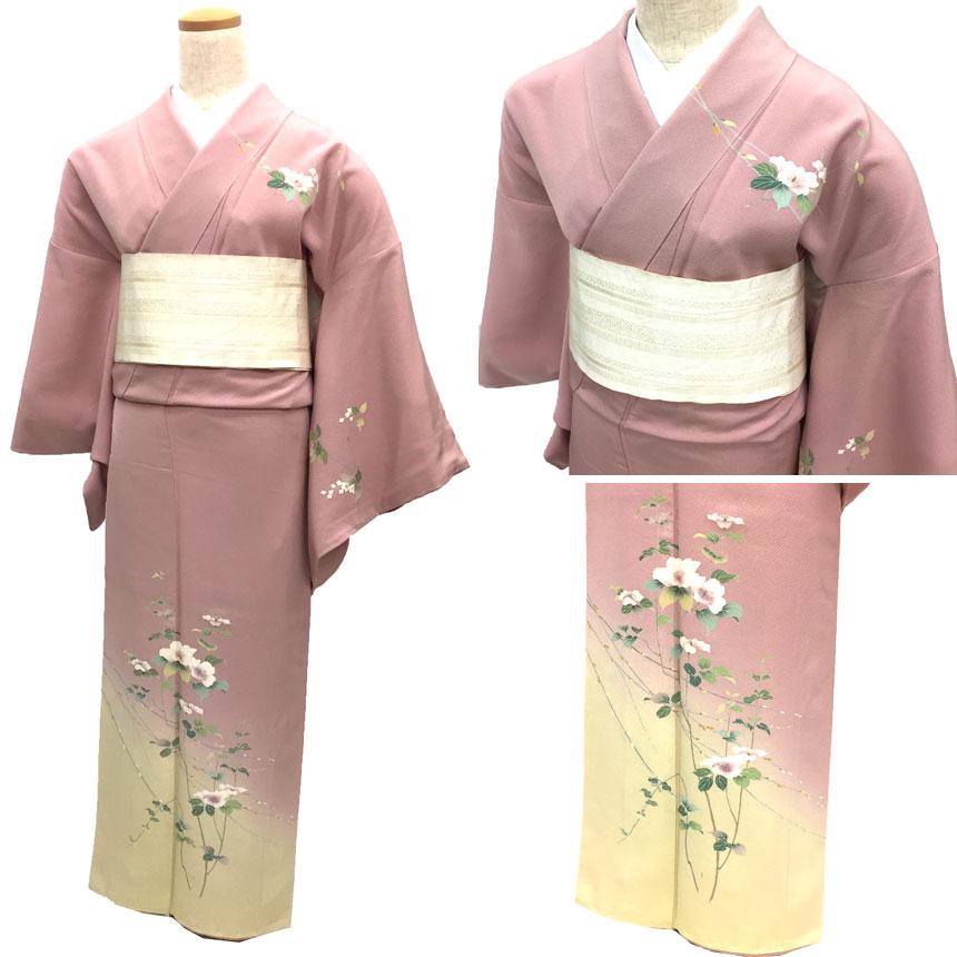 京やB062 正絹 訪問着 付け下げ 附下 手描き友禅 トールサイズ 裄