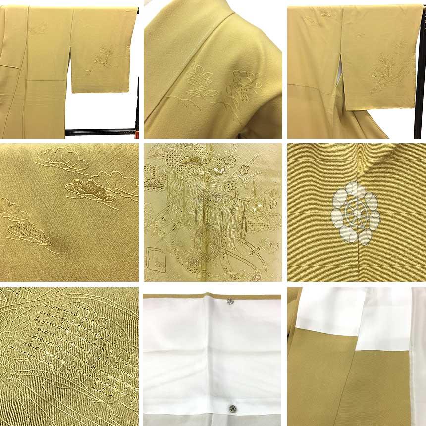 訪問着 極上品 総刺繍 汕頭刺繍 刺子 モダンな華模様 しつけ糸 K-3338