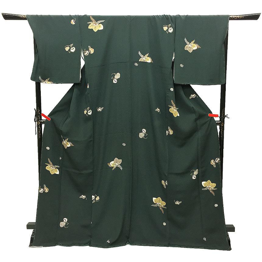 京やC101 正絹 小紋 ちりめん トールサイズ 裄たっぷり ワイドサイズ