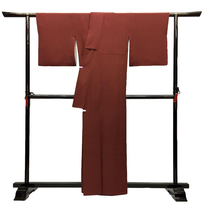 京やF013 正絹 色無地 落款有り 袷 一つ紋 地模様入り 紋付色無地 地紋 