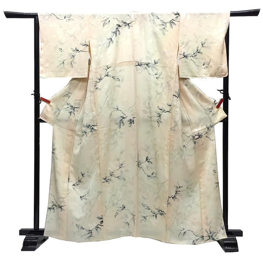 京やH111 正絹 単衣 小紋 単衣の小紋 モノトーン 染めぼかし 美品 ひと