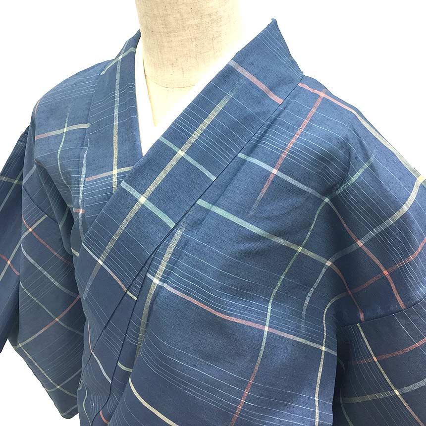 セール 京やH158 正絹 特選 紬 伝統工芸品 水色 縞絣文様 細ストライプ 