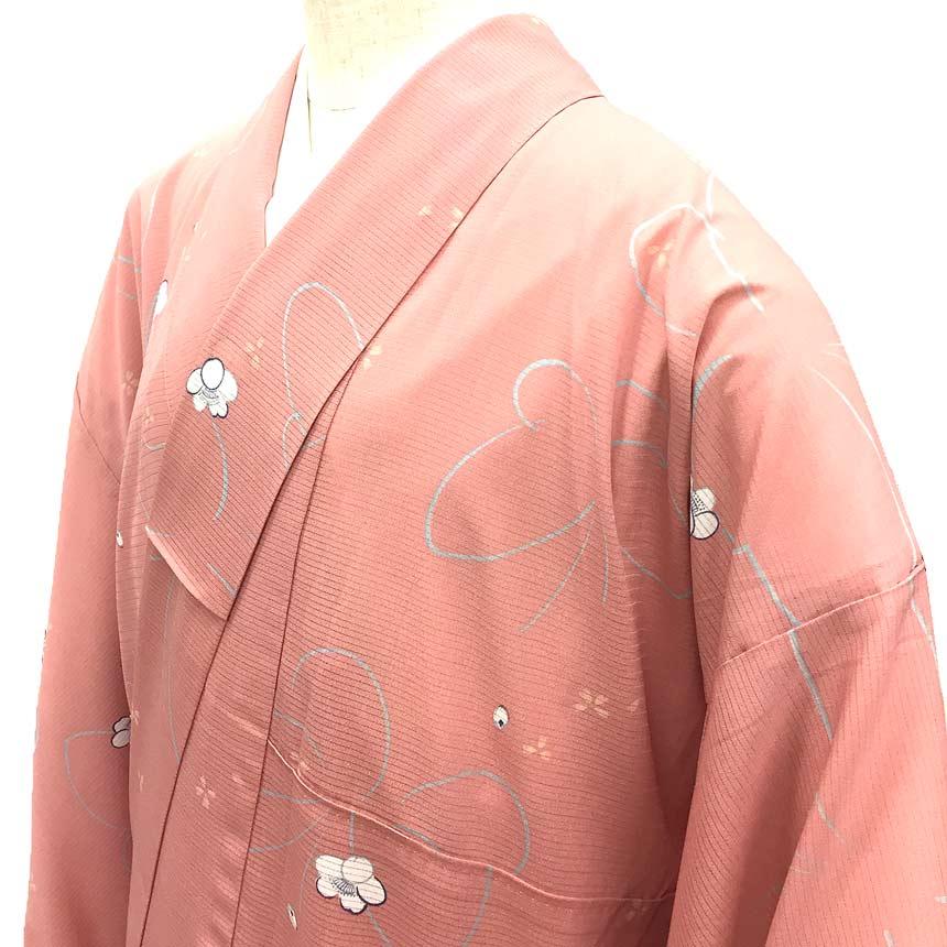 セール 京やI474 洗える夏の小紋 絽 洗える夏の絽 七本絽 桜文様 蝶々 