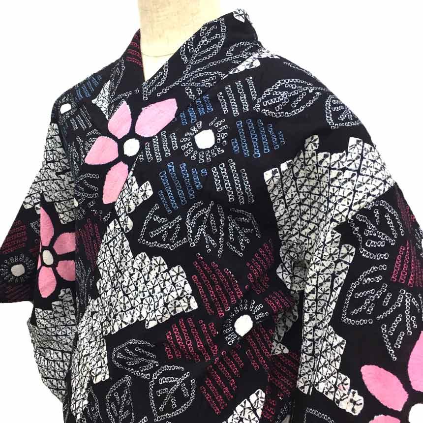 セール 京やI487 絞りの浴衣 本絞り ゆかた YUKATA 高級絞りの浴衣