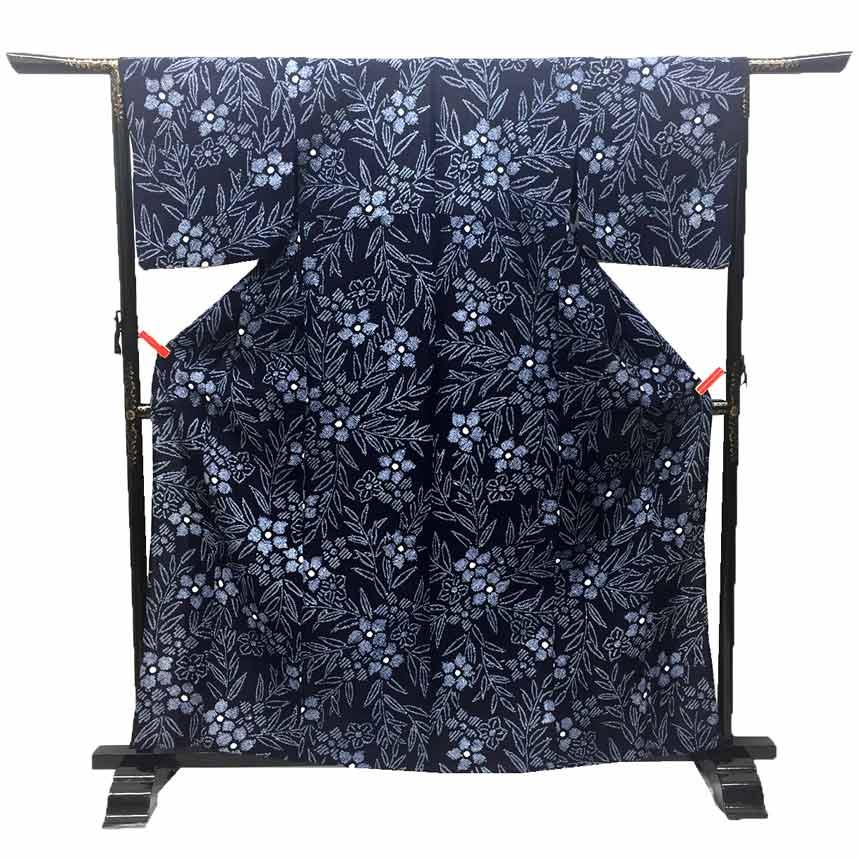 京やI520 ますいわ屋謹製 ゆかた 本絞り染め 藍染 高級絞りの浴衣 有松