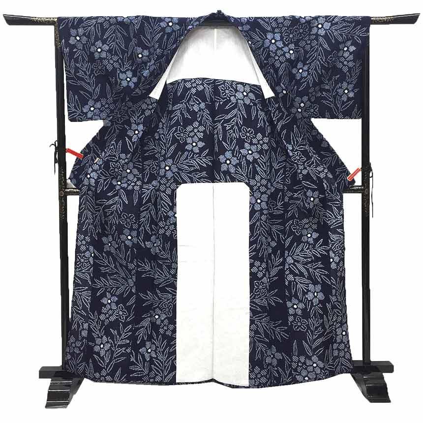 京やI520 ますいわ屋謹製 ゆかた 本絞り染め 藍染 高級絞りの浴衣 有松