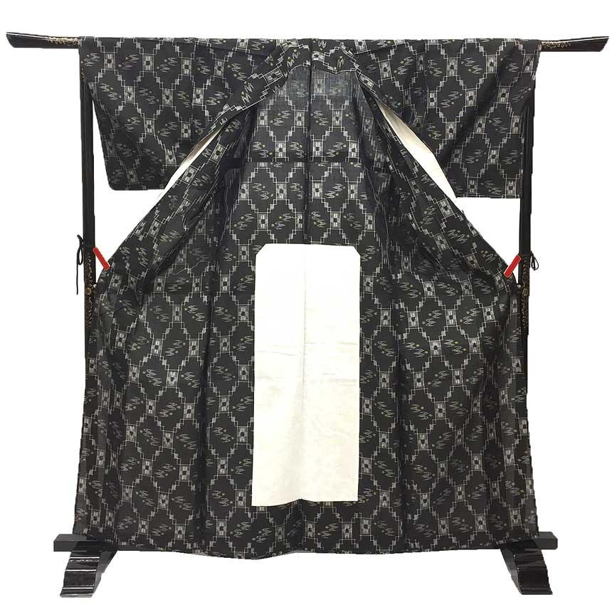 京やI529 正絹 夏紬 紗 紗紬 本場沖縄 琉球絣 かすり 絣文様 琉球伝統 