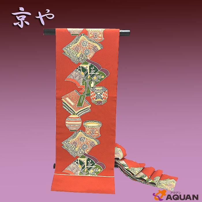 セール 京やk010 正絹 名古屋帯 ちりめん 縮緬 赤 朱色 三越謹製 古典文様 筆 書物 仕立て上がり リサイクル着物 新古品 未使用 Kyoyaa359 ブランド 着物館アクアン京や 通販 Yahoo ショッピング