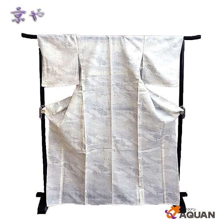 セール 稀少 京やI096 正絹 夏着物 夏紬 紗 紬 本場大島紬 白大島 身丈  