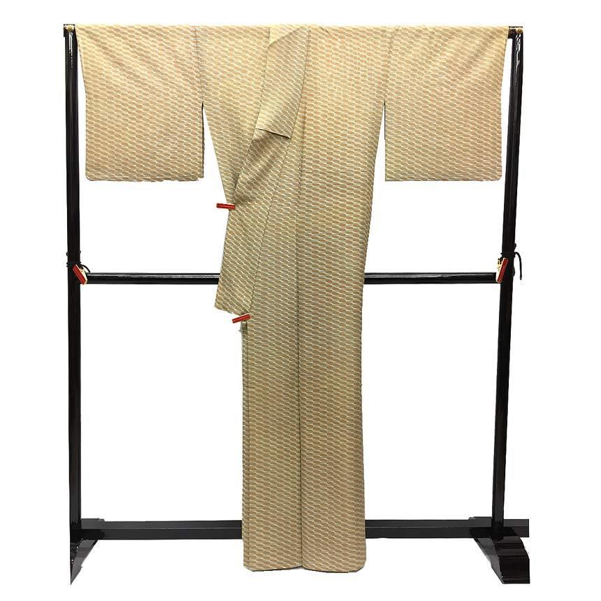 夏着物 洗える着物 絽 小紋 単品 未使用級 美品 鉛色 身丈162.5 裄68 