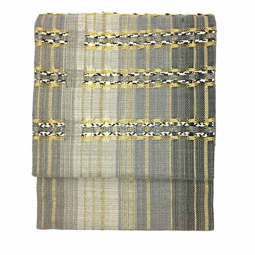 京やJ118 正絹 袋帯 長尺 ロングサイズ 特選 手組織物袋帯組帯 金糸  