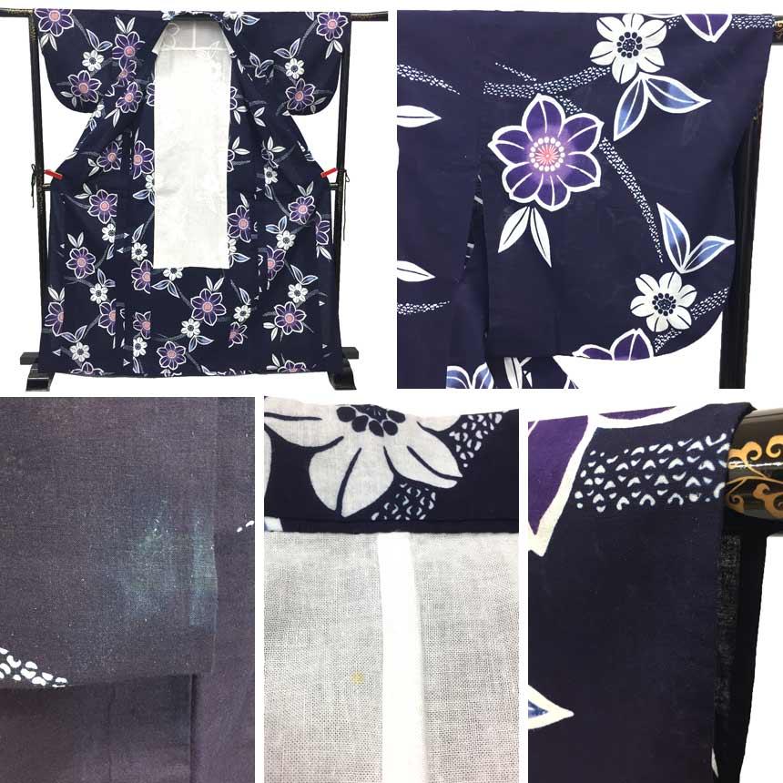 新品高級浴衣☆気になった方はお早目に☆ 即日発送】【浴衣セール！】水彩百合ナチュラルブルー浴衣【浴衣