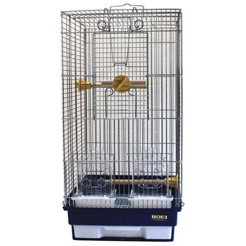 鳥かご HOEI 21手のりロング メッキ ネイビー (組立サイズ 間口290×奥行365×高さ560mm)　おまけ付き!