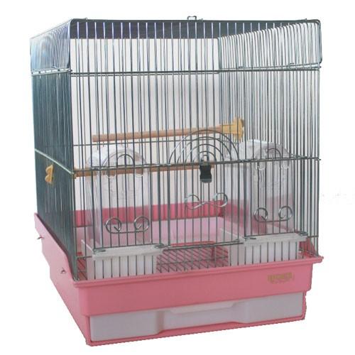 HOEI 鳥かご ケージ 35角Gメッキ 底カラー ピンク (組立サイズ HOEI 鳥かご ケージ 35角Gメッキ 底カラー ピンク (組立サイズ