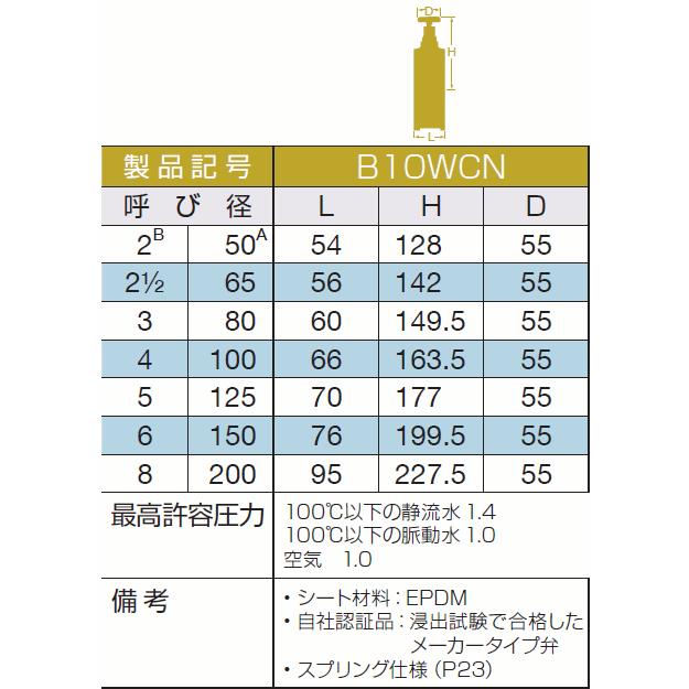 B10WCN-100A　大和バルブ　青銅バルブ　鉛カットバルブ　ウェハーチェッキ（給水用）