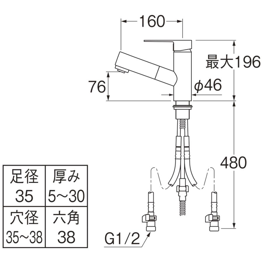 SANEI K37531EJV 三栄水栓 シングルスプレー混合栓（洗髪用） : アクア イ*ー様 SANEI シングルスプレー混合栓 K37531EJV