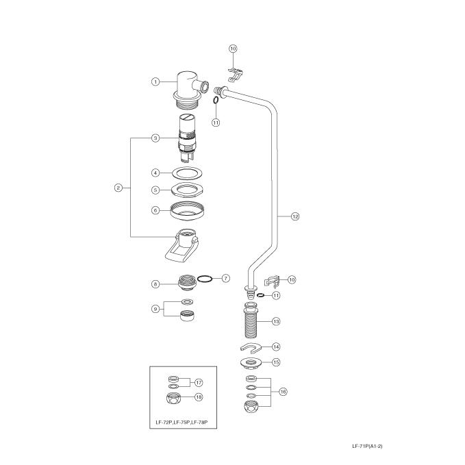 INAX（イナックス） LF-71P LIXIL INAX プッシュ式水栓部（AWL-71AP系
