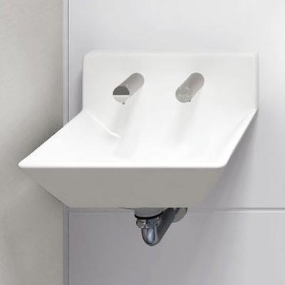 LSF125EAR　TOTO　壁掛ハイバック洗面器　自動水栓・電気温水器(湯水切替・おまかせ節電)　手動水石けん供給栓（350mL）　点検口付ライニング用 壁排水