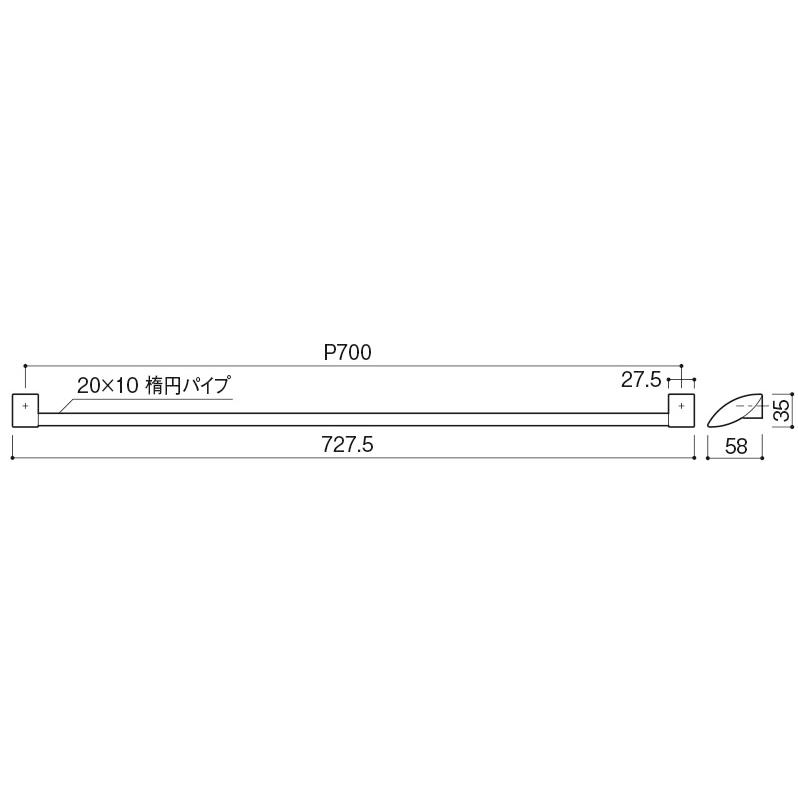 KAWAJUN SE-171-NTL KAWAJUN タオルレール（サテンニッケル+ヘアライン