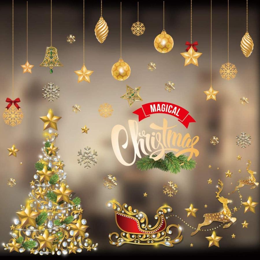 クリスマス ウォールステッカー ゴールド サンタ 壁紙シール スノーフレーク トナカイ クリスマスツリー 静電ステッカー 剥がせる 店舗装飾 窓ステッカー Rcy102 アクアテック 通販 Yahoo ショッピング