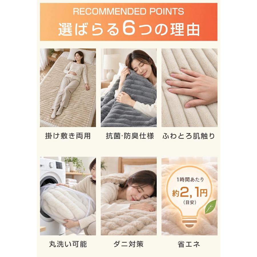 正規品】電気毛布 掛け敷き 190*130cm 大判 ふわとろ毛布 電気